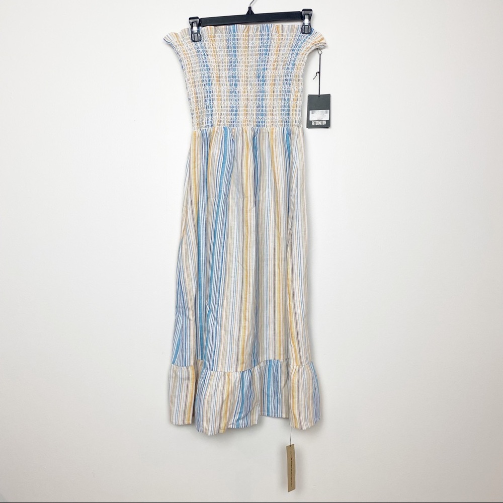 REFORMATION Marbella Striped  linen midi dress - Picture 3 of 8